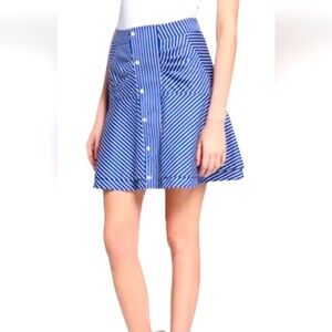 Derek Lam Crosby Size 0 Blue + White Stripe Fit & Flare A-Line Tiered Hem Skirt